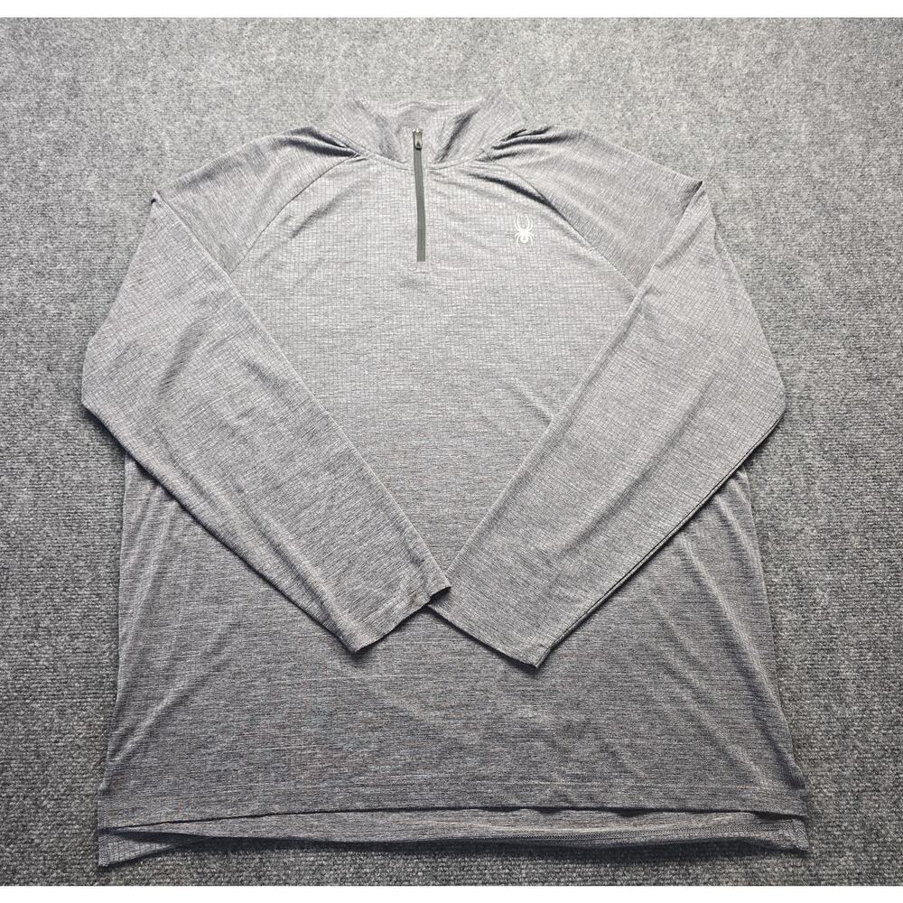Spyder Active Wear Lightweight Long Sleeve 1/4 Zip Gray Pullover Quarter Zip 2XL